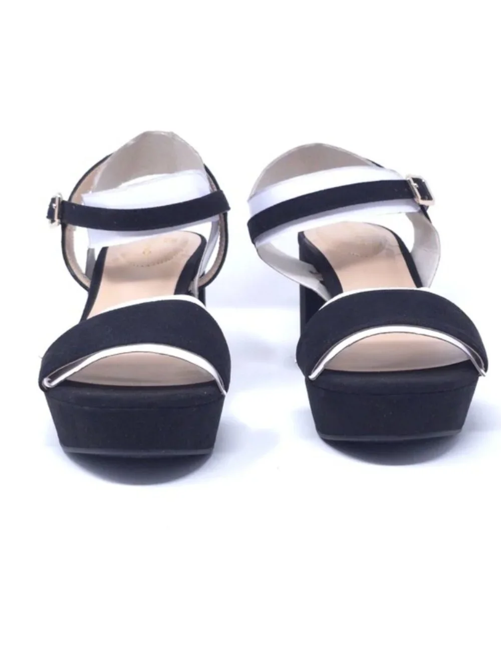 Bandolino Pennie 2 Genuine Suede Block Heel Ankle Strap Sandals Black 6M